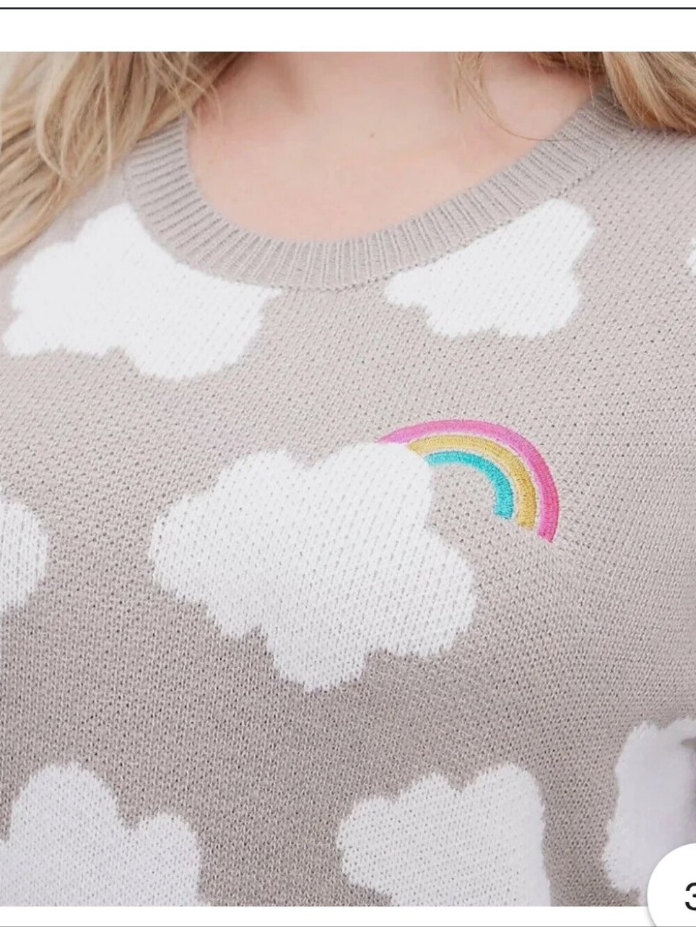 Torrid NEW Plus Size 1x: Cream Cloud Knit Sweater Rainbow Detail - Picture 2 of 7
